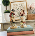 Staffordshire couple vintage Figurines: Hand-Painted porcelain collectible accents