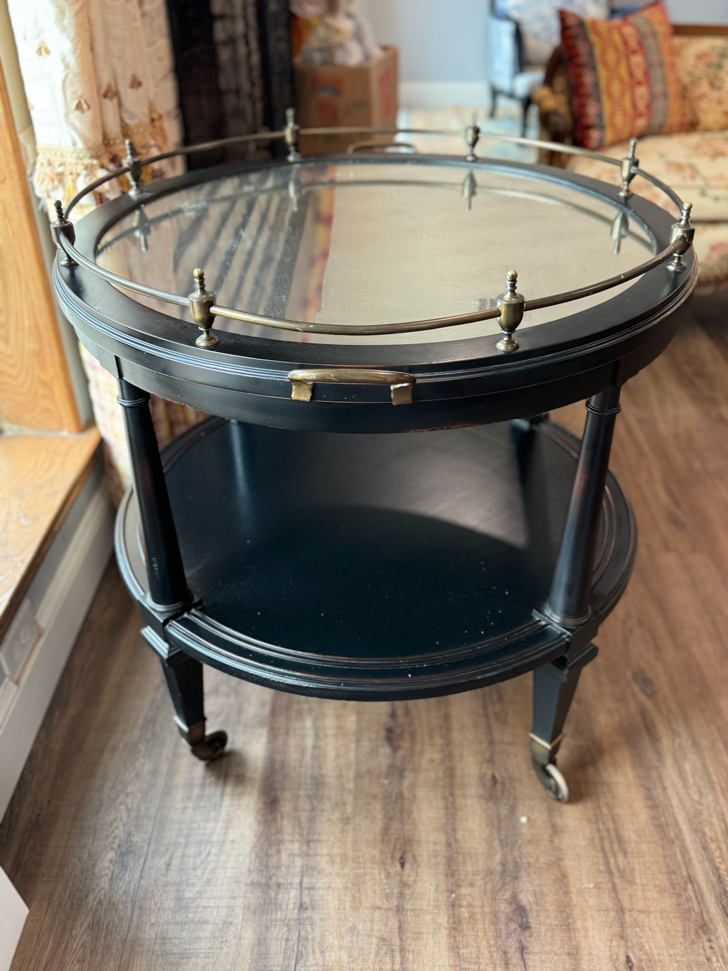 https://chairish-prod.freetls.fastly.net/image/product/master/511d5a4a-1623-4ccd-b4ef-b03305ed7555/large-hickory-chair-atelier-collection-oval-bar-cart-with-brass-gallery-rail-and-antiqued-mirror-top-0397