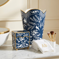 Navy & White Chinoiserie Wastepaper Basket & Tissue